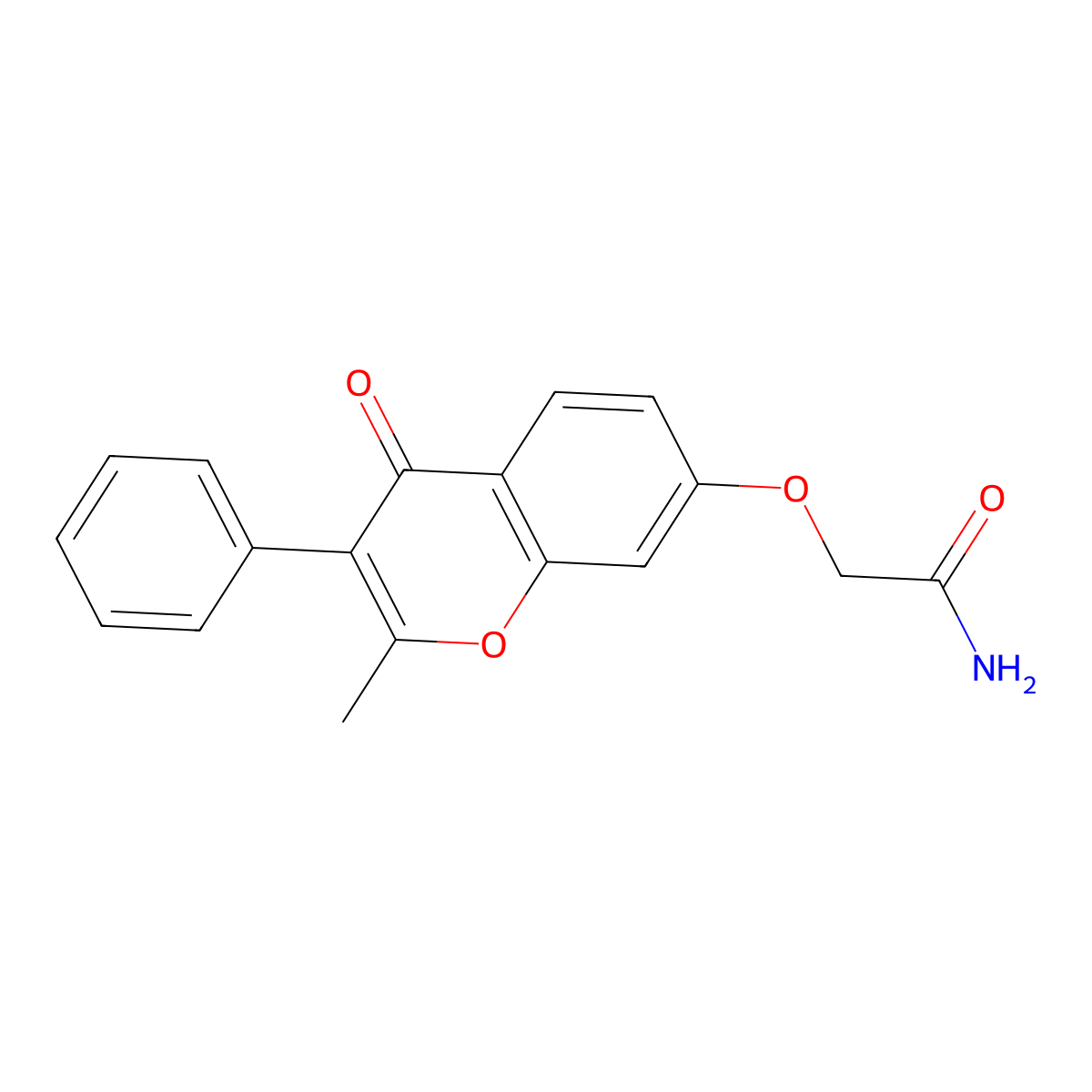 2-(2-Methyl-4-oxo-3-phenylchromen-7-yl)oxyacetamide molecular structure, CAS 19360-57-7