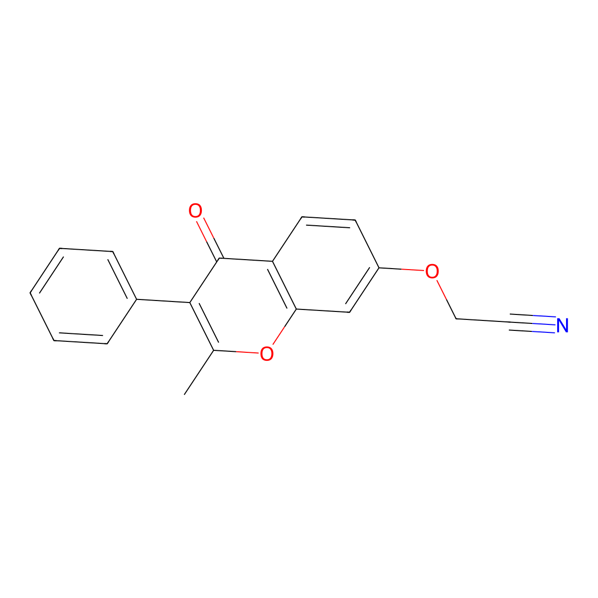 2-((2-methyl-4-oxo-3-phenyl-4H-chromen-7-yl)oxy)acetonitrile molecular structure, CAS 19360-58-8