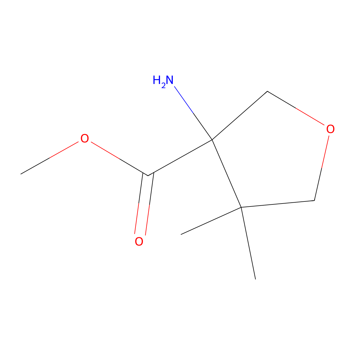 Methyl 3-amino-4,4-dimethyloxolane-3-carboxylate molecular structure, CAS 1936003-16-5