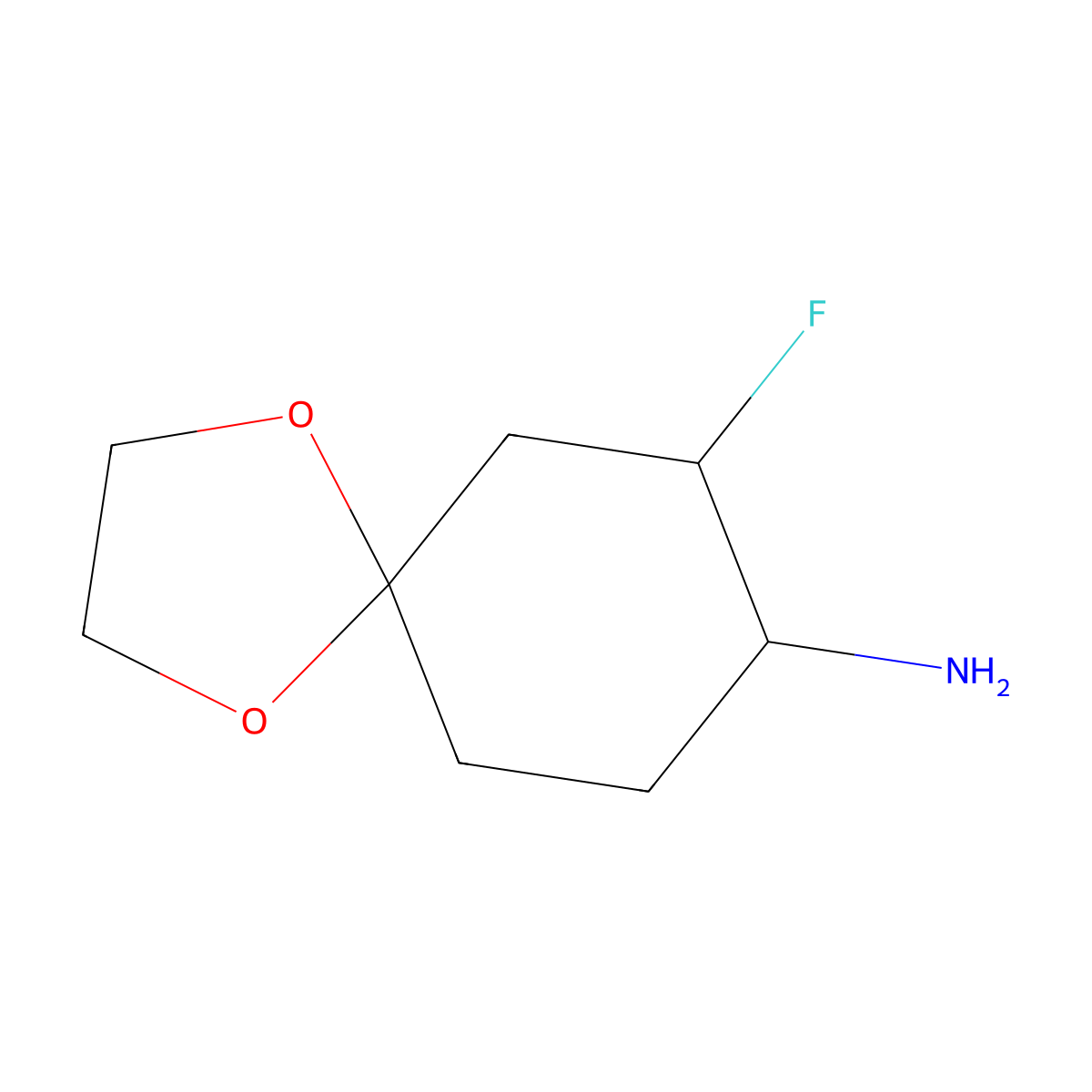 7-Fluoro-1,4-dioxa-spiro[4.5]dec-8-ylamine molecular structure, CAS 1936006-11-9
