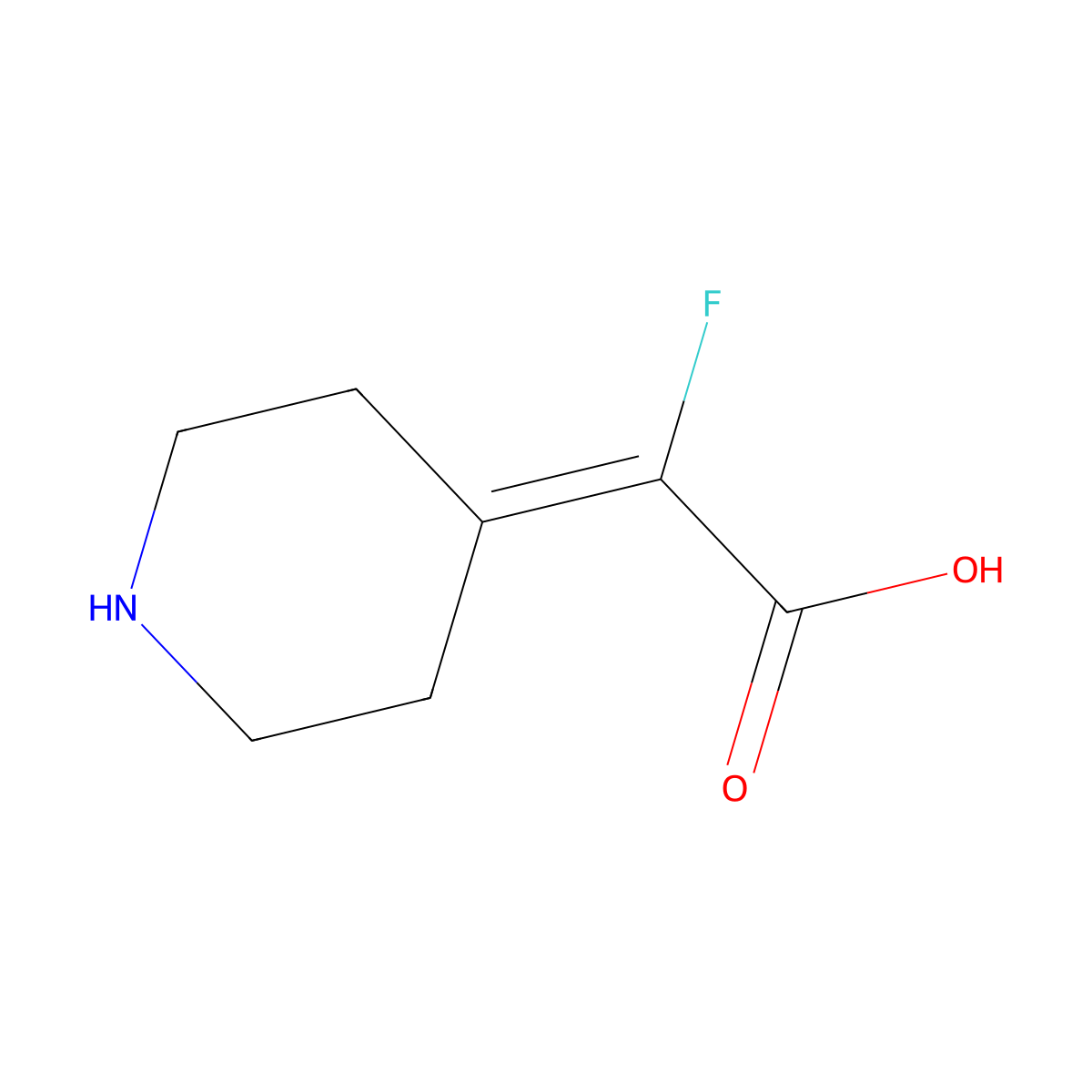 2-Fluoro-2-(piperidin-4-ylidene)acetic acid molecular structure, CAS 1936007-47-4