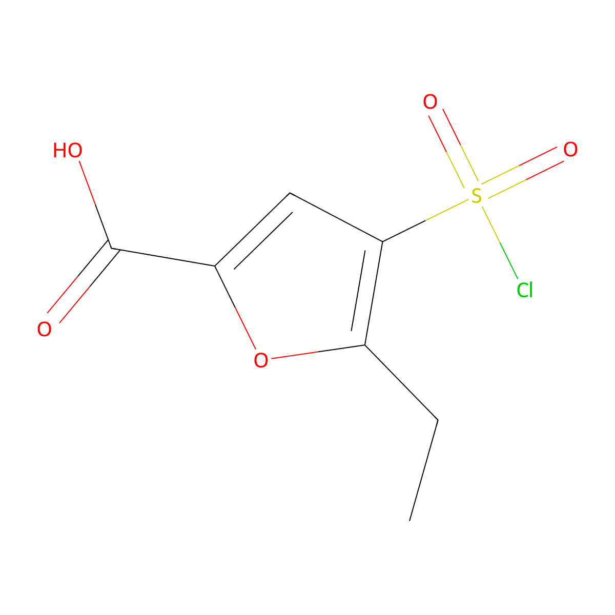 4-(Chlorosulfonyl)-5-ethylfuran-2-carboxylic acid molecular structure, CAS 1936007-80-5