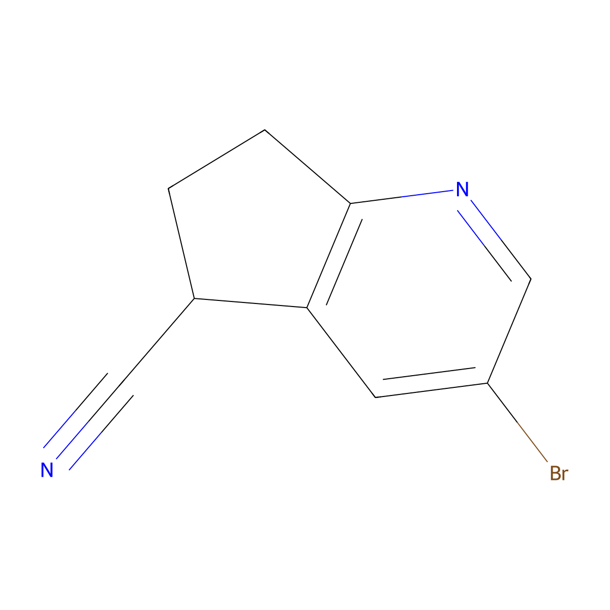 3-bromo-6,7-dihydro-5H-cyclopenta[b]pyridine-5-carbonitrile molecular structure, CAS 1936009-43-6