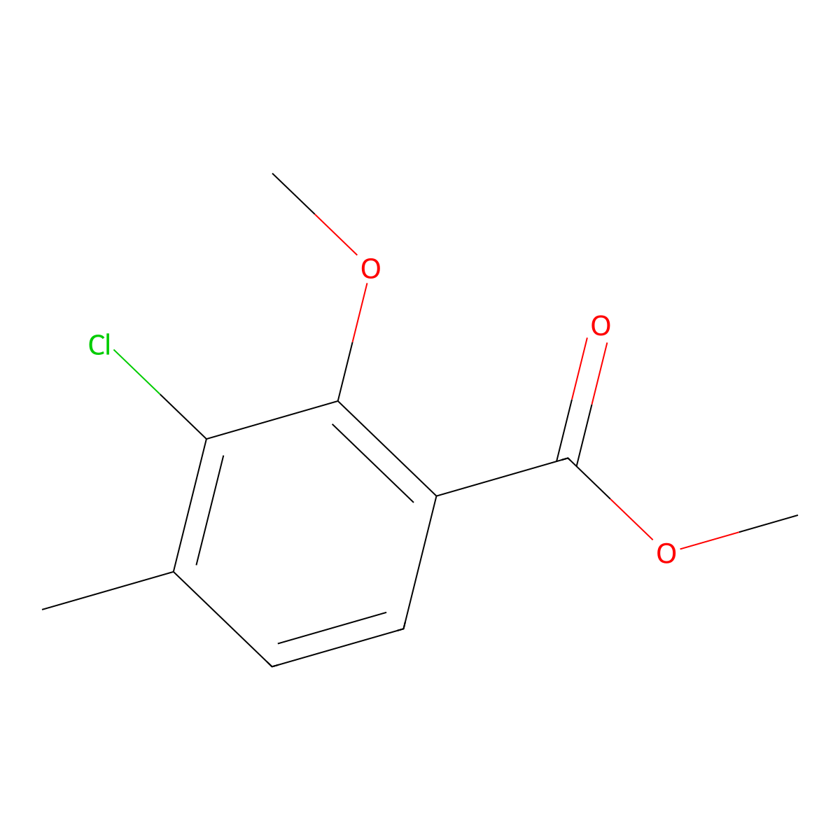 Methyl 3-chloro-2-methoxy-4-methylbenzoate molecular structure, CAS 1936018-29-9