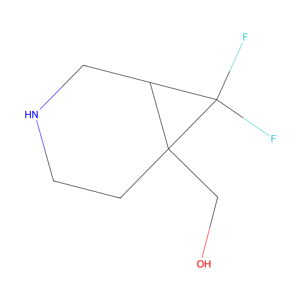 {7,7-Difluoro-3-azabicyclo[4.1.0]heptan-6-yl}methanol molecular structure, CAS 1936024-93-9