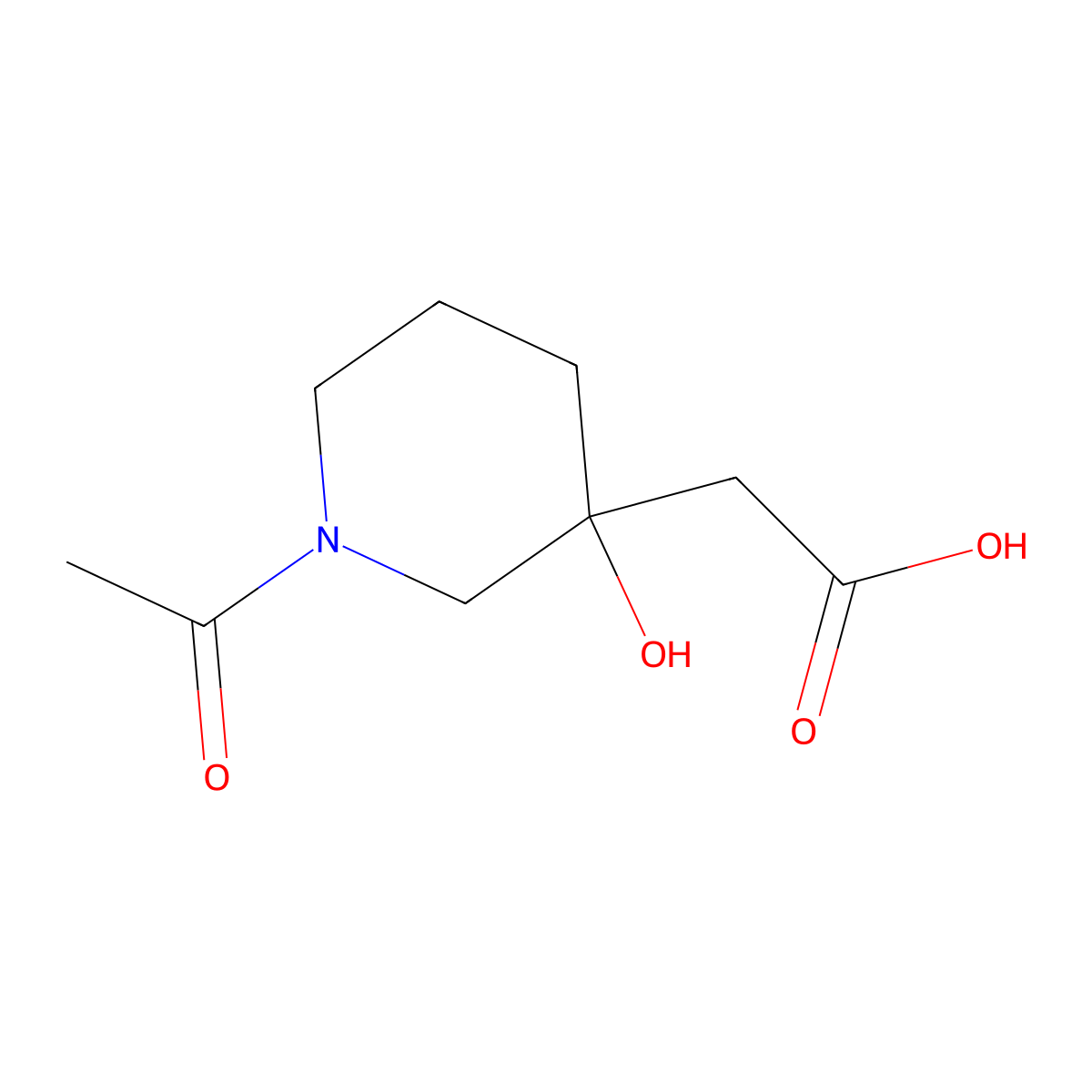 2-(1-Acetyl-3-hydroxypiperidin-3-yl)acetic acid molecular structure, CAS 1936026-35-5