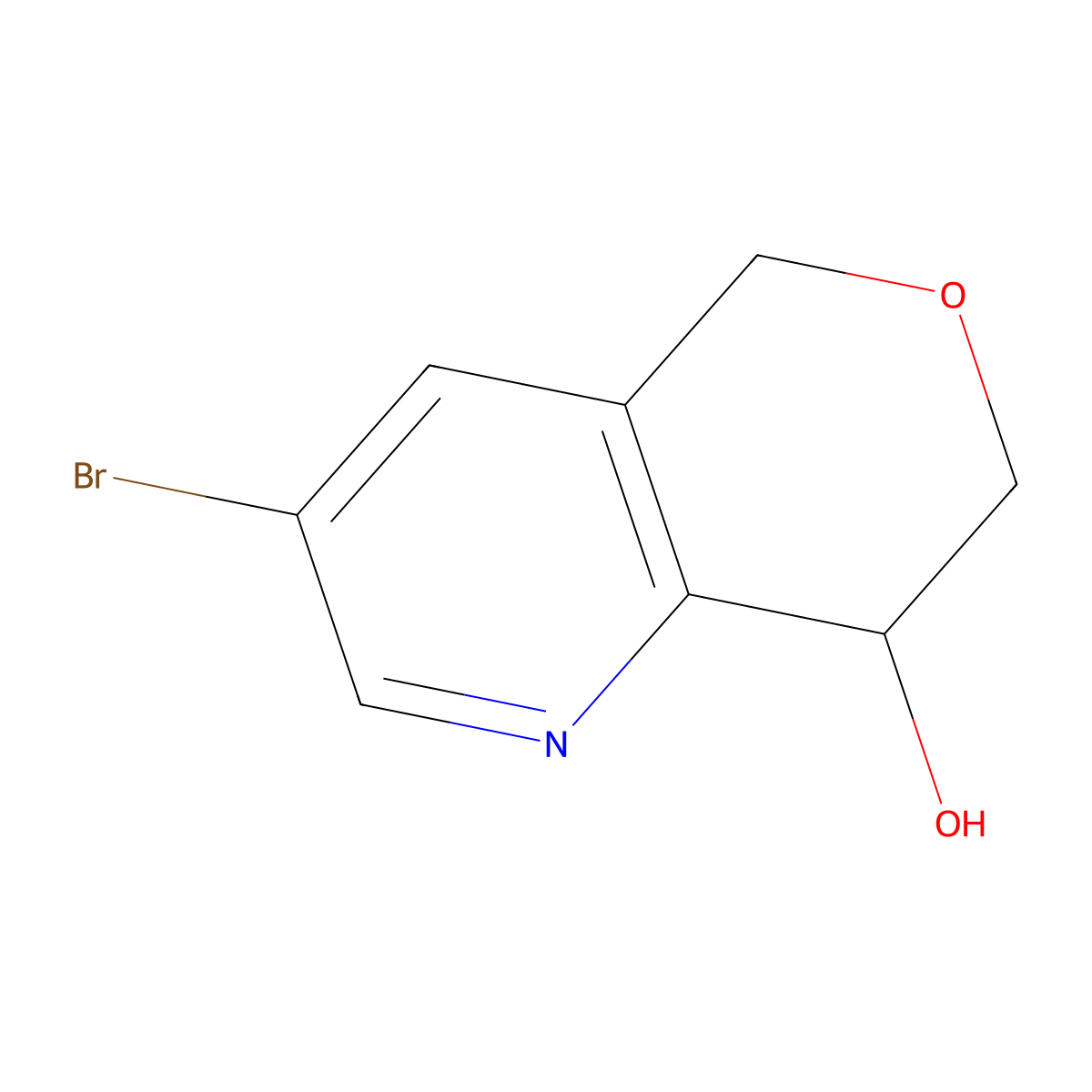 3-Bromo-7,8-dihydro-5H-pyrano[4,3-B]pyridin-8-OL molecular structure, CAS 1936028-11-3