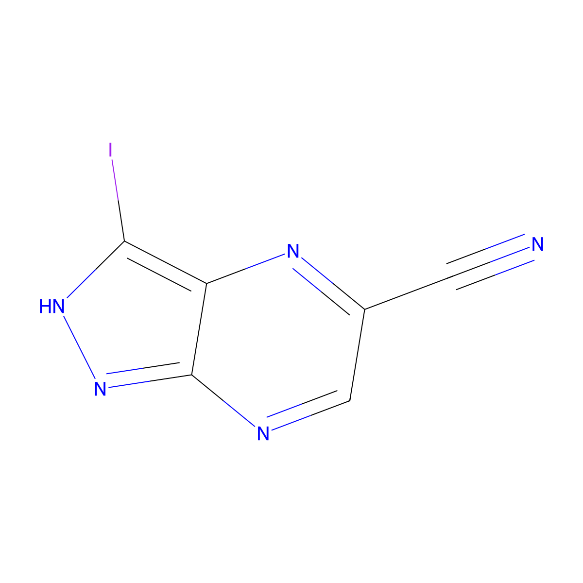 3-Iodo-1H-pyrazolo[3,4-b]pyrazine-5-carbonitrile molecular structure, CAS 1936029-98-9