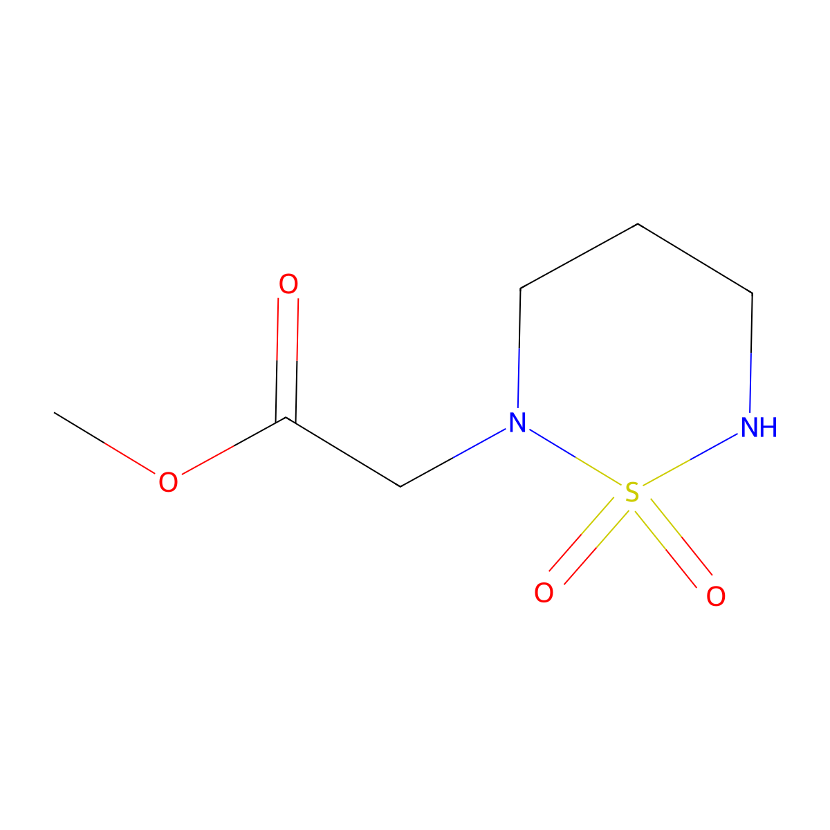 Methyl 2-(1,1-dioxido-1,2,6-thiadiazinan-2-yl)acetate molecular structure, CAS 1936033-41-8