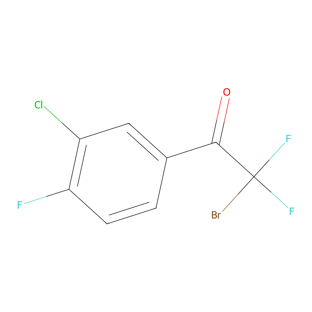 2-Bromo-2,2-difluoro-1-(3-chloro-4-fluorophenyl)ethanone molecular structure, CAS 1936034-52-4