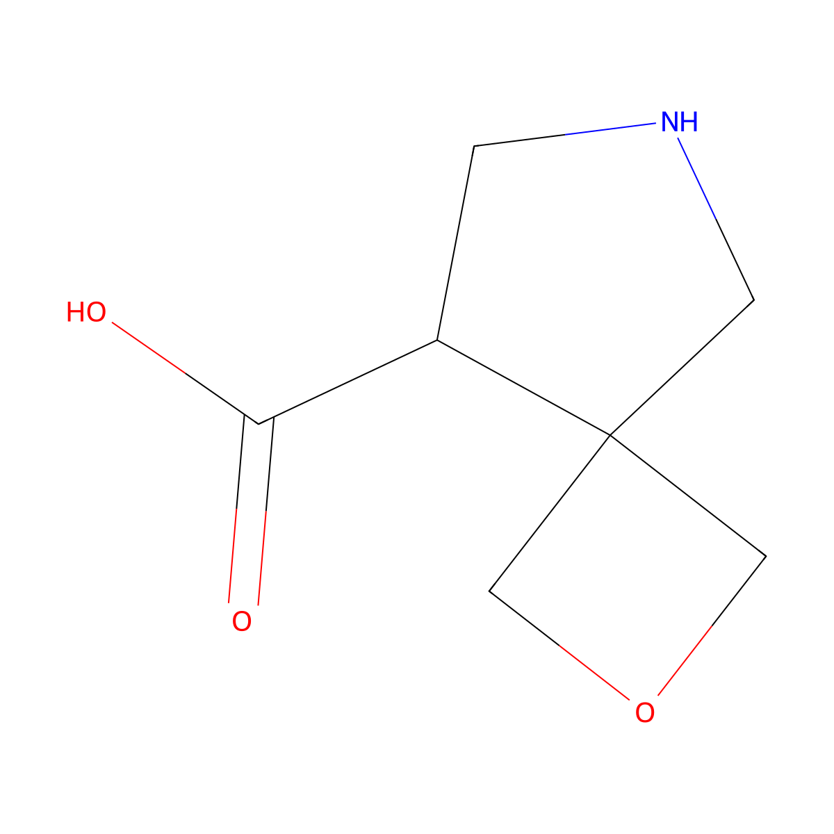 2-Oxa-6-azaspiro[3.4]octane-8-carboxylic acid molecular structure, CAS 1936035-47-0