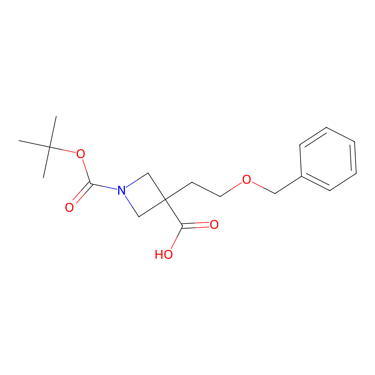 3-[2-(Benzyloxy)ethyl]-1-[(tert-butoxy)carbonyl]azetidine-3-carboxylic acid molecular structure, CAS 1936036-33-7