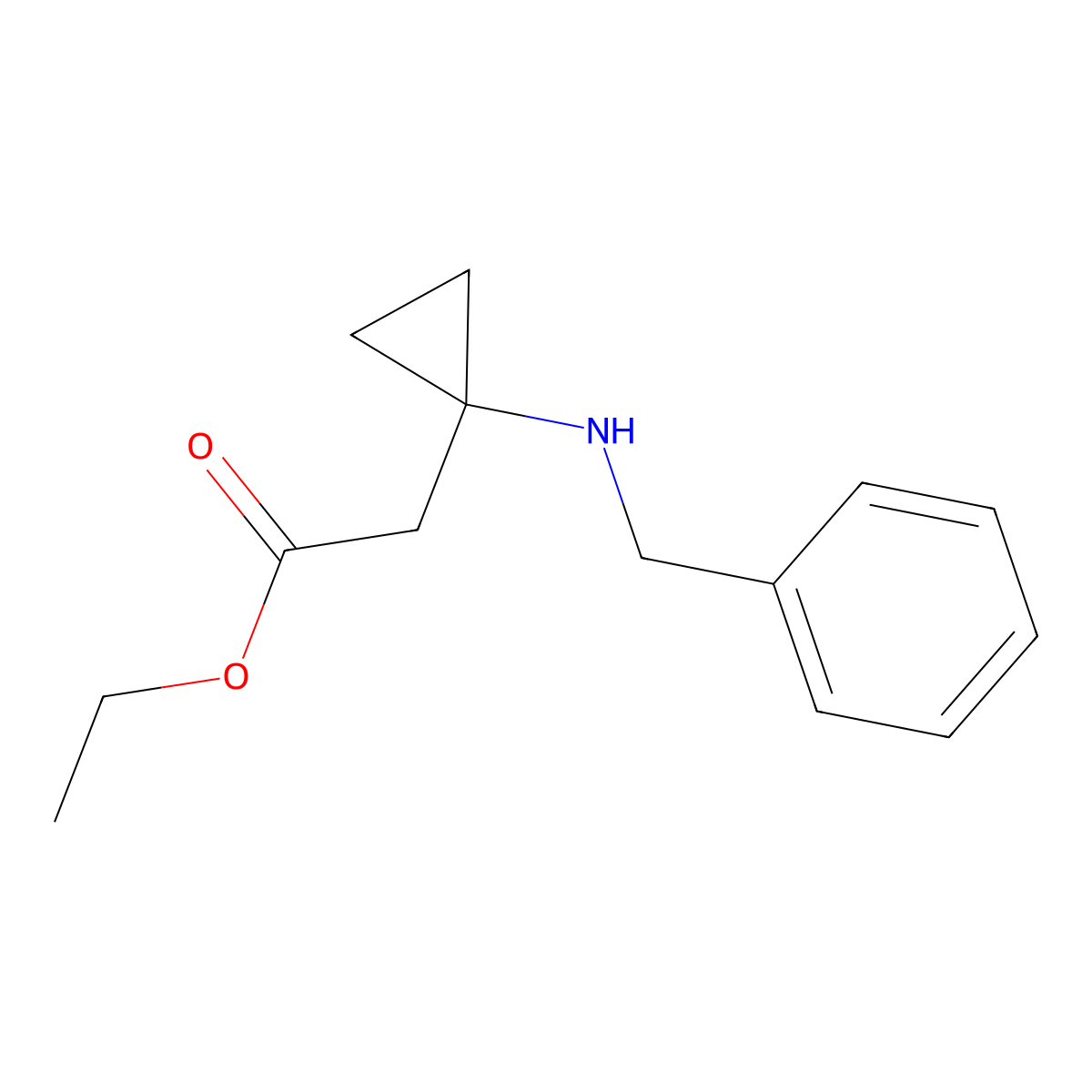 Ethyl 2-[1-(benzylamino)cyclopropyl]acetate molecular structure, CAS 1936036-49-5