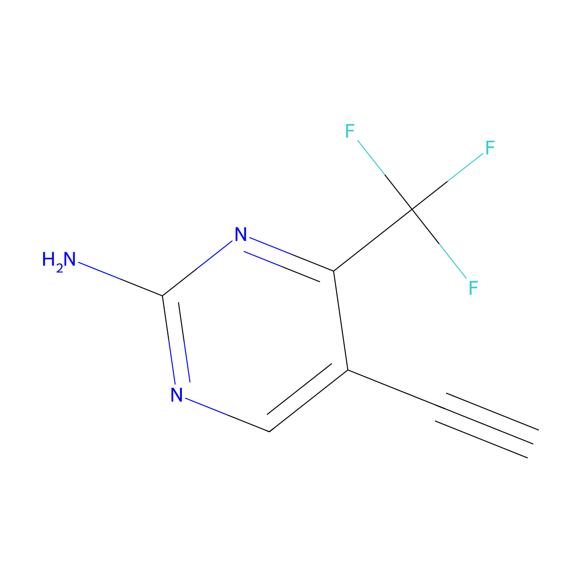 5-Ethynyl-4-(trifluoromethyl)pyrimidin-2-amine molecular structure, CAS 1936040-85-5