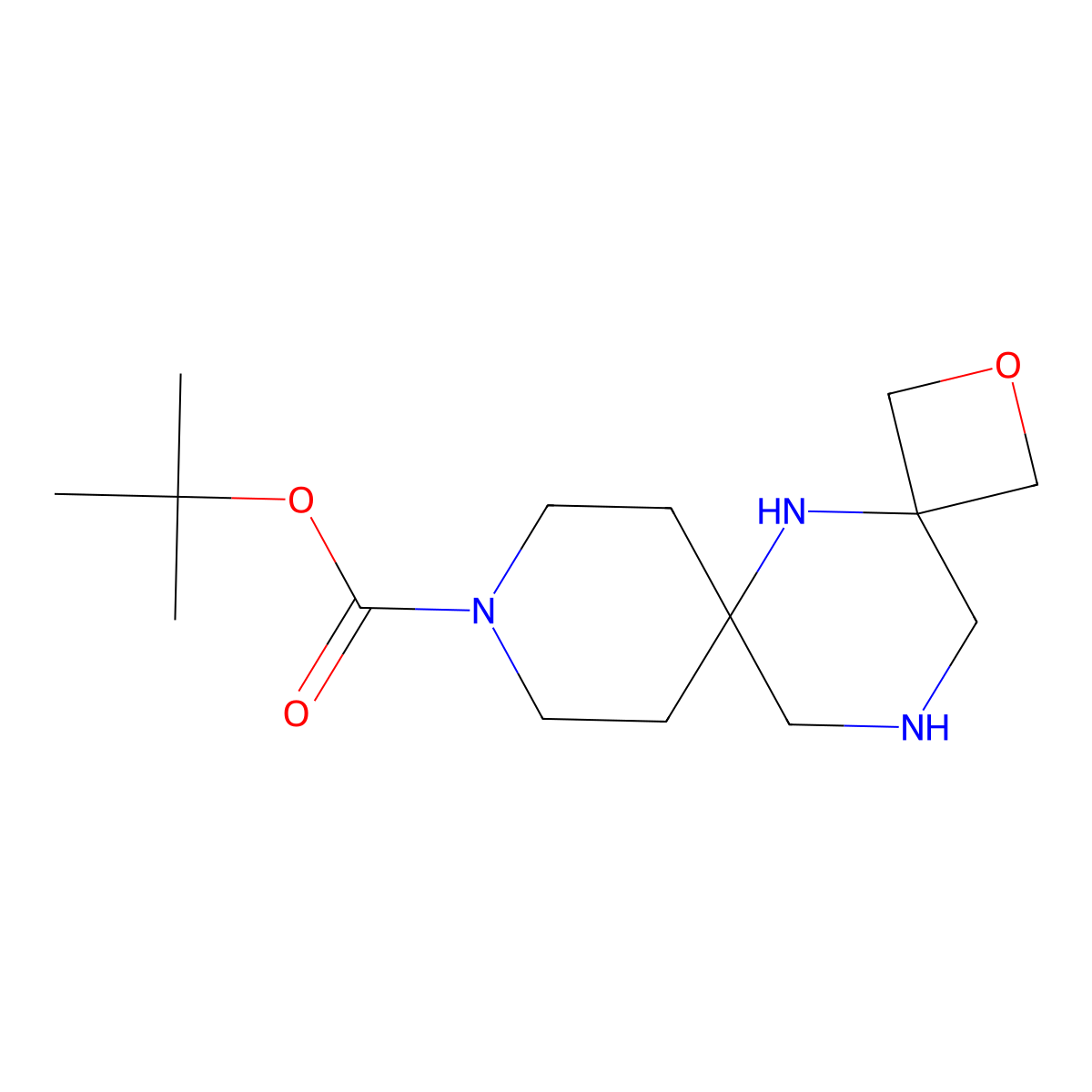 Tert-butyl 2-oxa-5,9,13-triazadispiro[3.1.56.34]tetradecane-9-carboxylate molecular structure, CAS 1936051-18-1