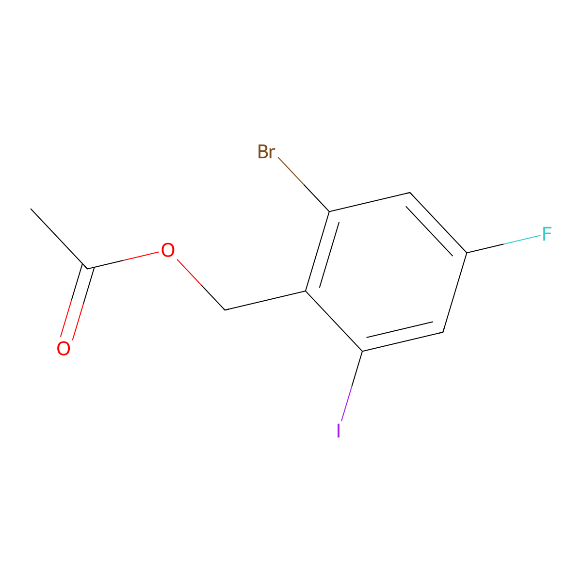 2-Bromo-4-fluoro-6-iodobenzyl acetate molecular structure, CAS 1936054-58-8