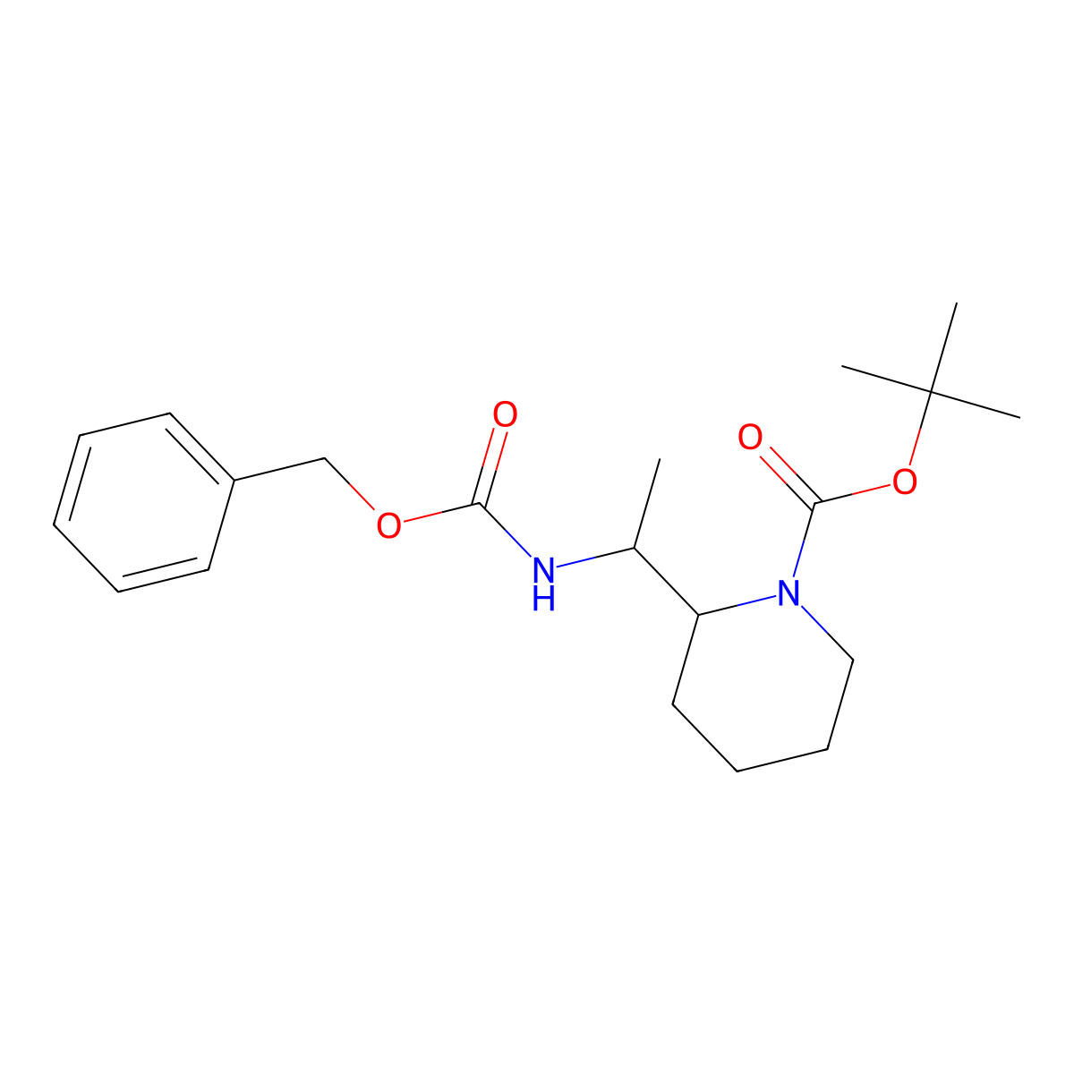 tert-Butyl 2-(1-(((benzyloxy)carbonyl)amino)ethyl)piperidine-1-carboxylate molecular structure, CAS 1936054-87-3