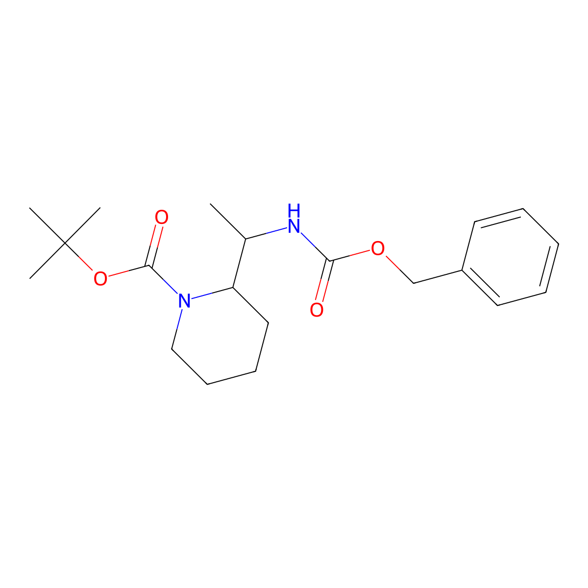 tert-Butyl 2-(1-(((benzyloxy)carbonyl)amino)ethyl)piperidine-1-carboxylate molecular structure, CAS 1936054-87-3