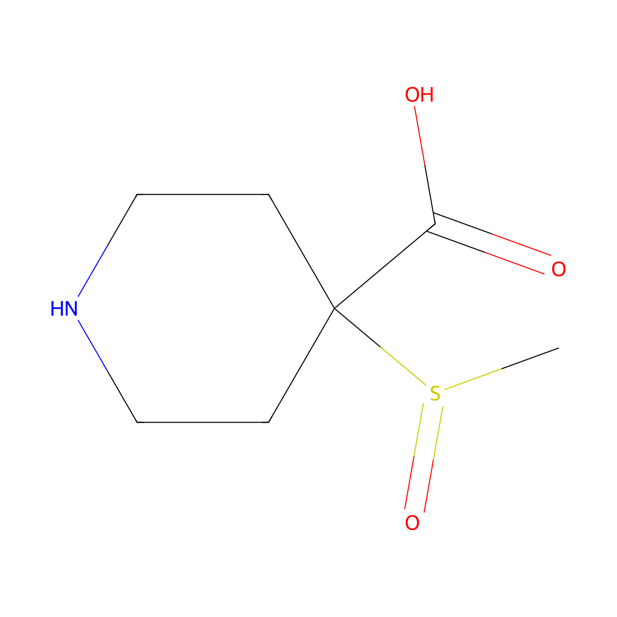 4-Methanesulfinylpiperidine-4-carboxylic acid molecular structure, CAS 1936059-35-6