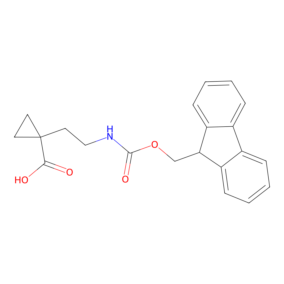 1-(2-([(9H-Fluoren-9-ylmethoxy)carbonyl]amino)ethyl)cyclopropane-1-carboxylic acid molecular structure, CAS 1936060-13-7