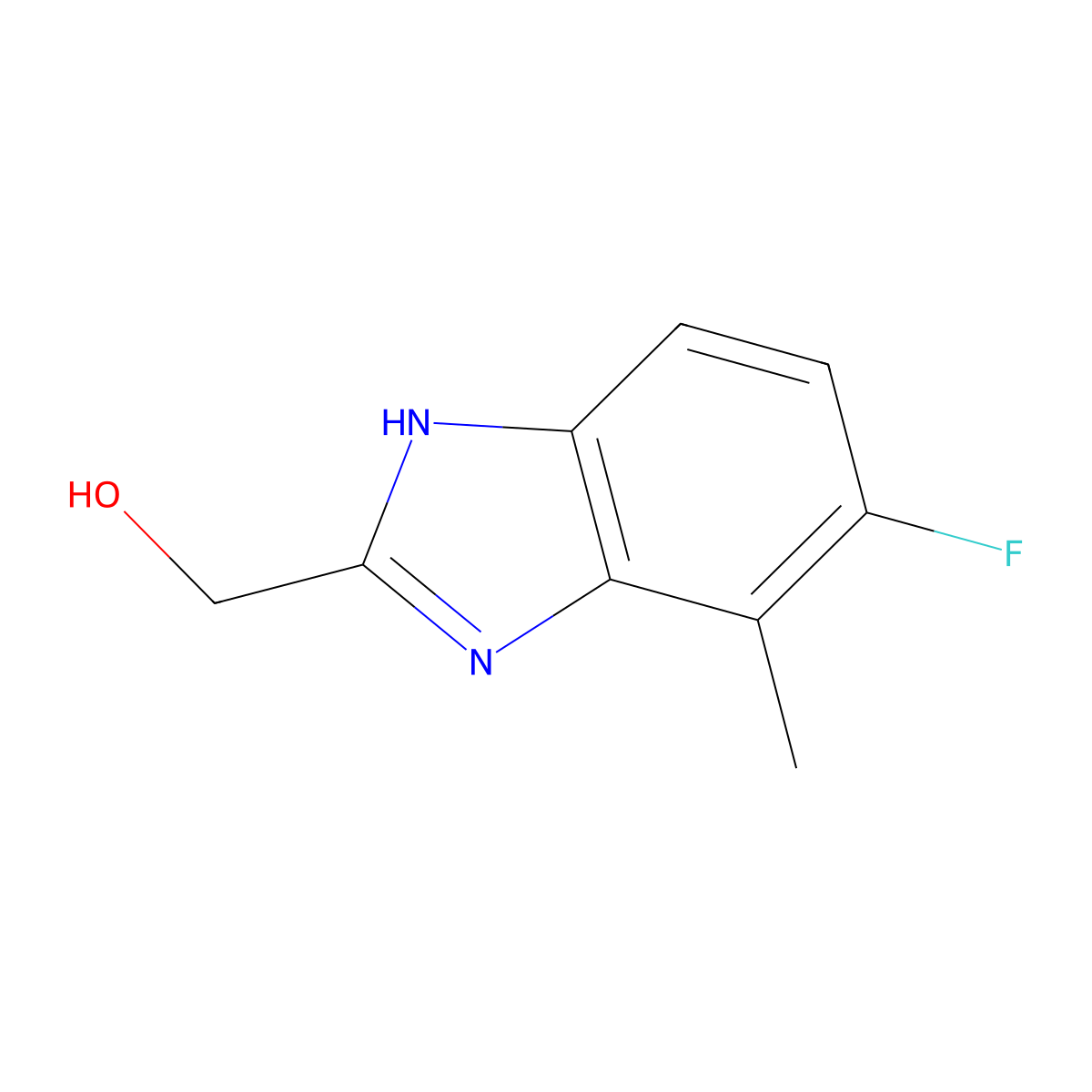 5-Fluoro-2-(hydroxymethyl)-4-methylbenzimidazole molecular structure, CAS 1936068-82-4