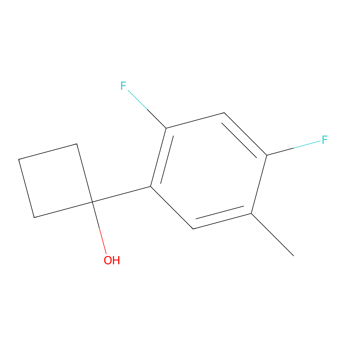 1-(2,4-Difluoro-5-methylphenyl)cyclobutanol molecular structure, CAS 1936072-49-9