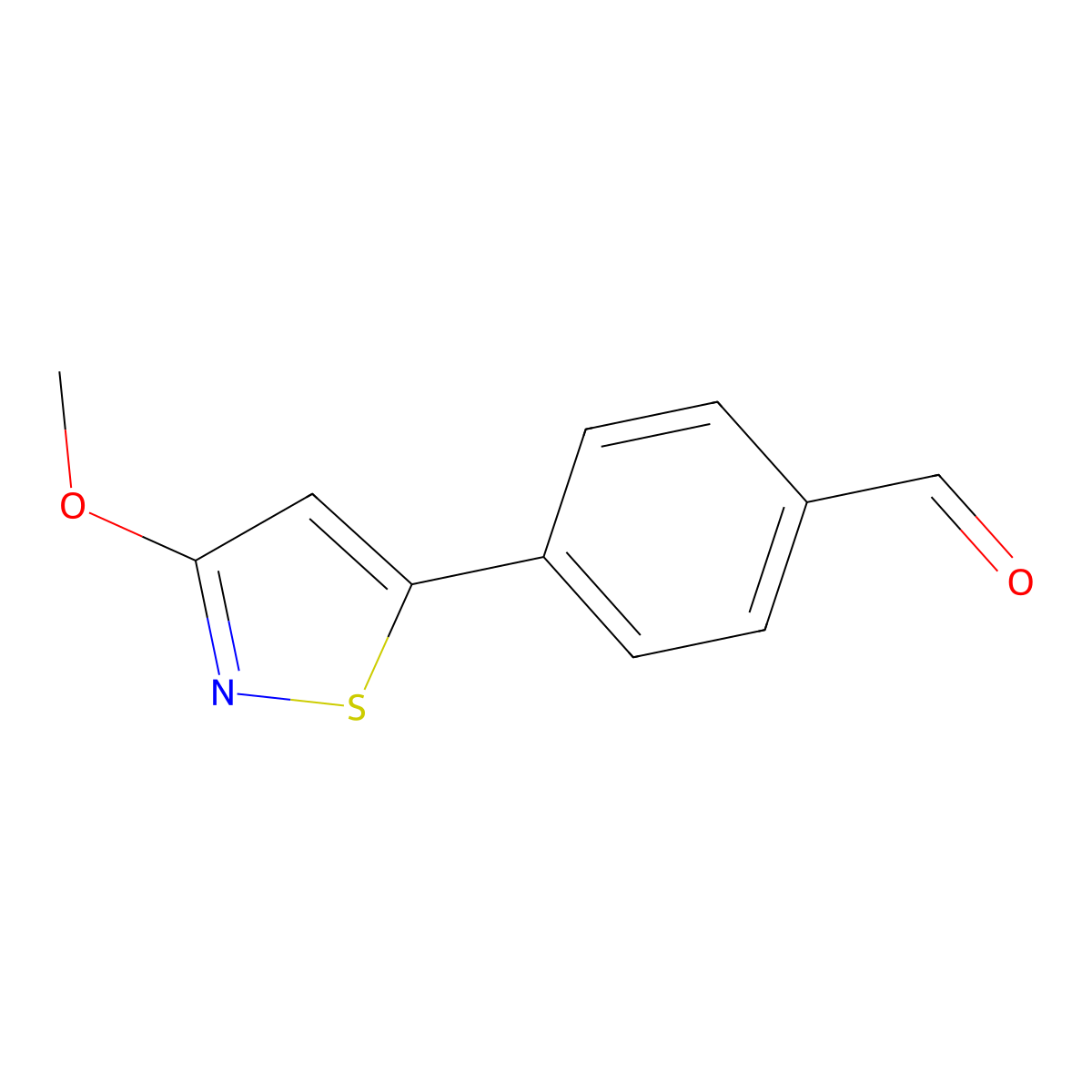 4-(3-Methoxy-1,2-thiazol-5-yl)benzaldehyde molecular structure, CAS 1936076-04-8