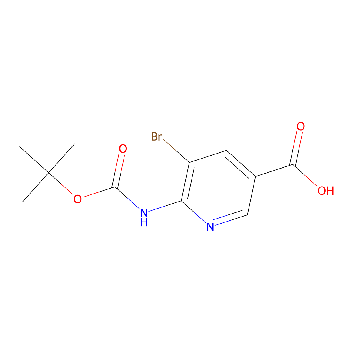 5-Bromo-6-{[(tert-butoxy)carbonyl]amino}pyridine-3-carboxylic acid molecular structure, CAS 1936097-63-0