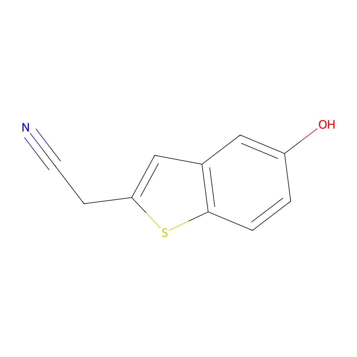 2-(5-Hydroxy-1-benzothiophen-2-yl)acetonitrile molecular structure, CAS 1936099-60-3