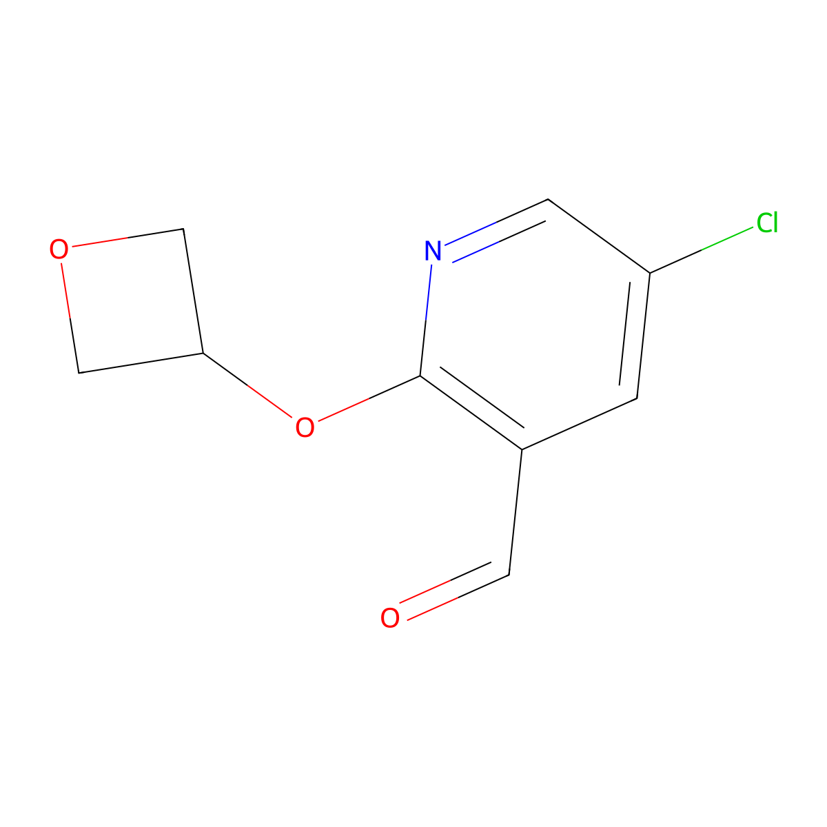 5-Chloro-2-(oxetan-3-yloxy)nicotinaldehyde molecular structure, CAS 1936102-64-5