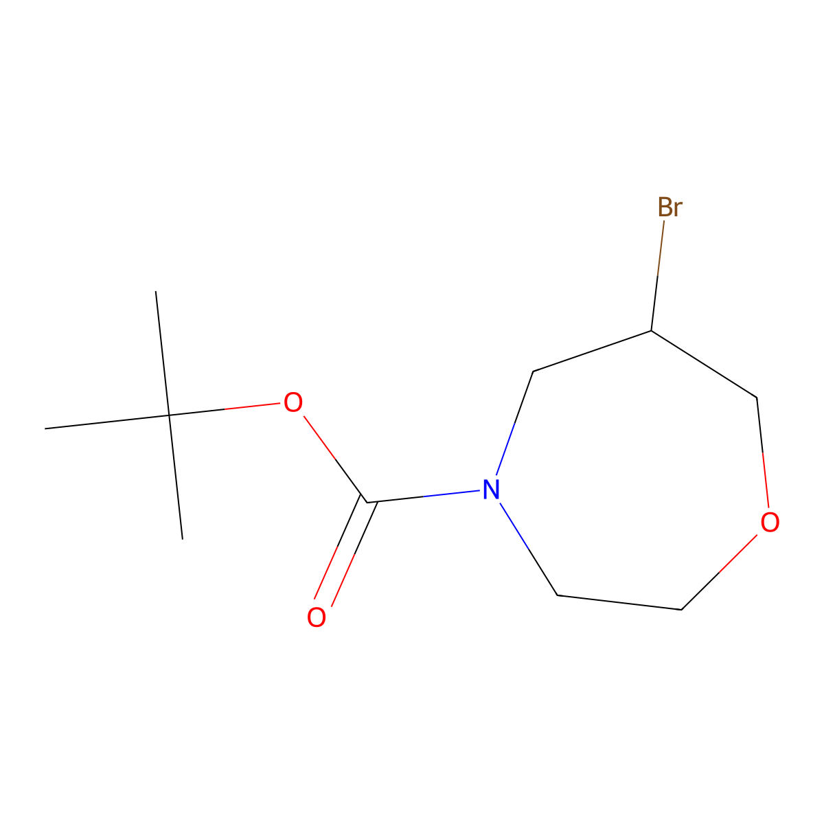 tert-Butyl 6-bromo-1,4-oxazepane-4-carboxylate molecular structure, CAS 1936103-34-2