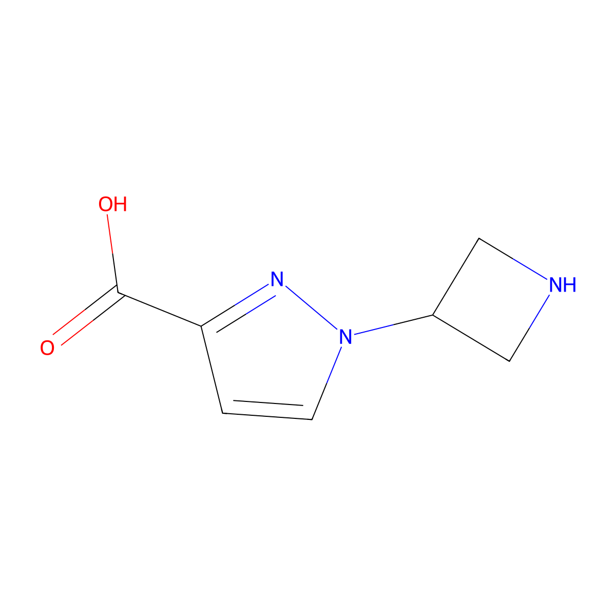 1-(azetidin-3-yl)-1H-pyrazole-3-carboxylic acid molecular structure, CAS 1936108-09-6