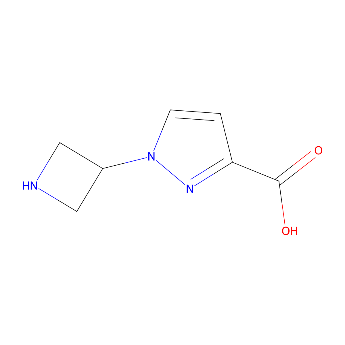 1-(azetidin-3-yl)-1H-pyrazole-3-carboxylic acid molecular structure, CAS 1936108-09-6
