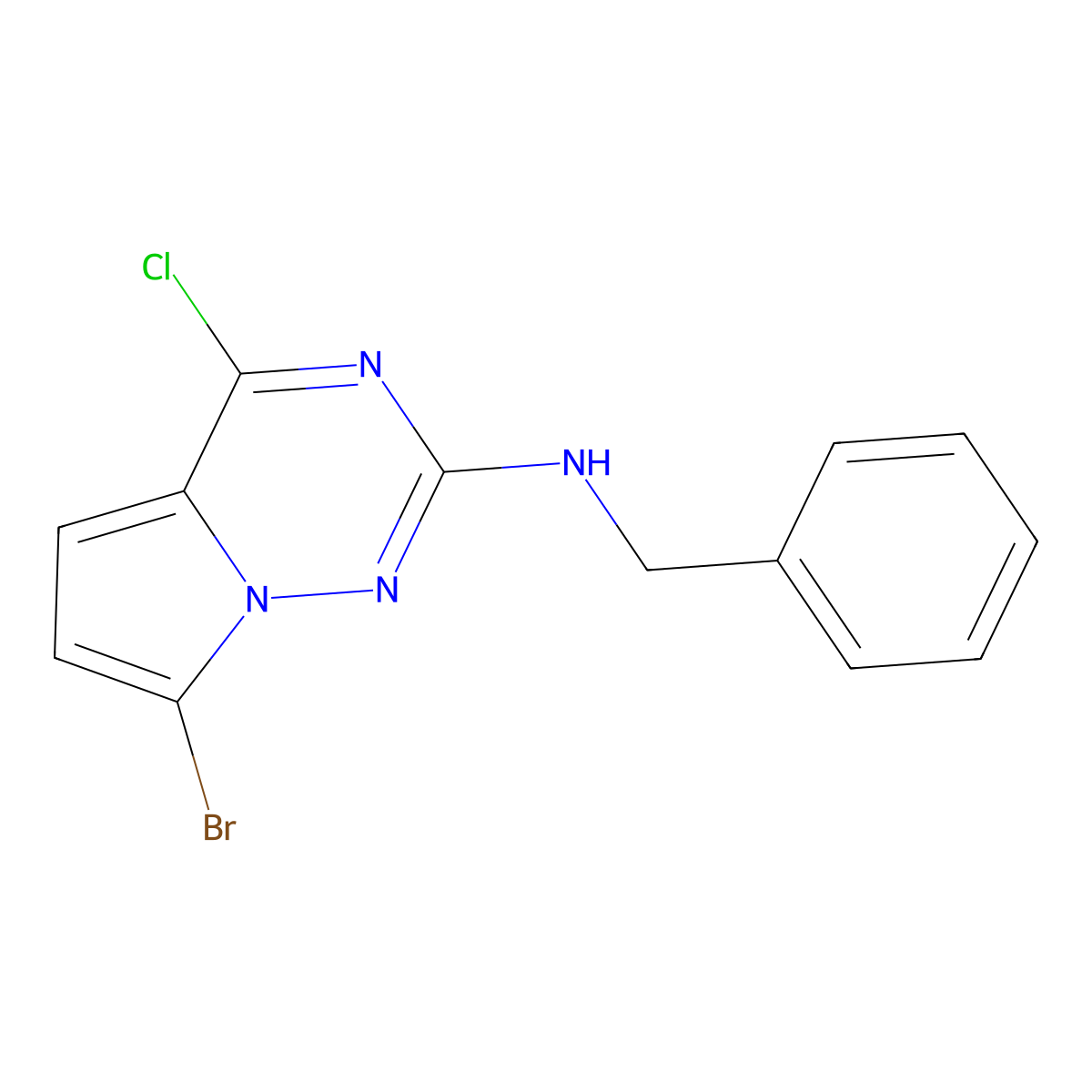 N-Benzyl-7-bromo-4-chloropyrrolo[2,1-f][1,2,4]triazin-2-amine molecular structure, CAS 1936113-64-2