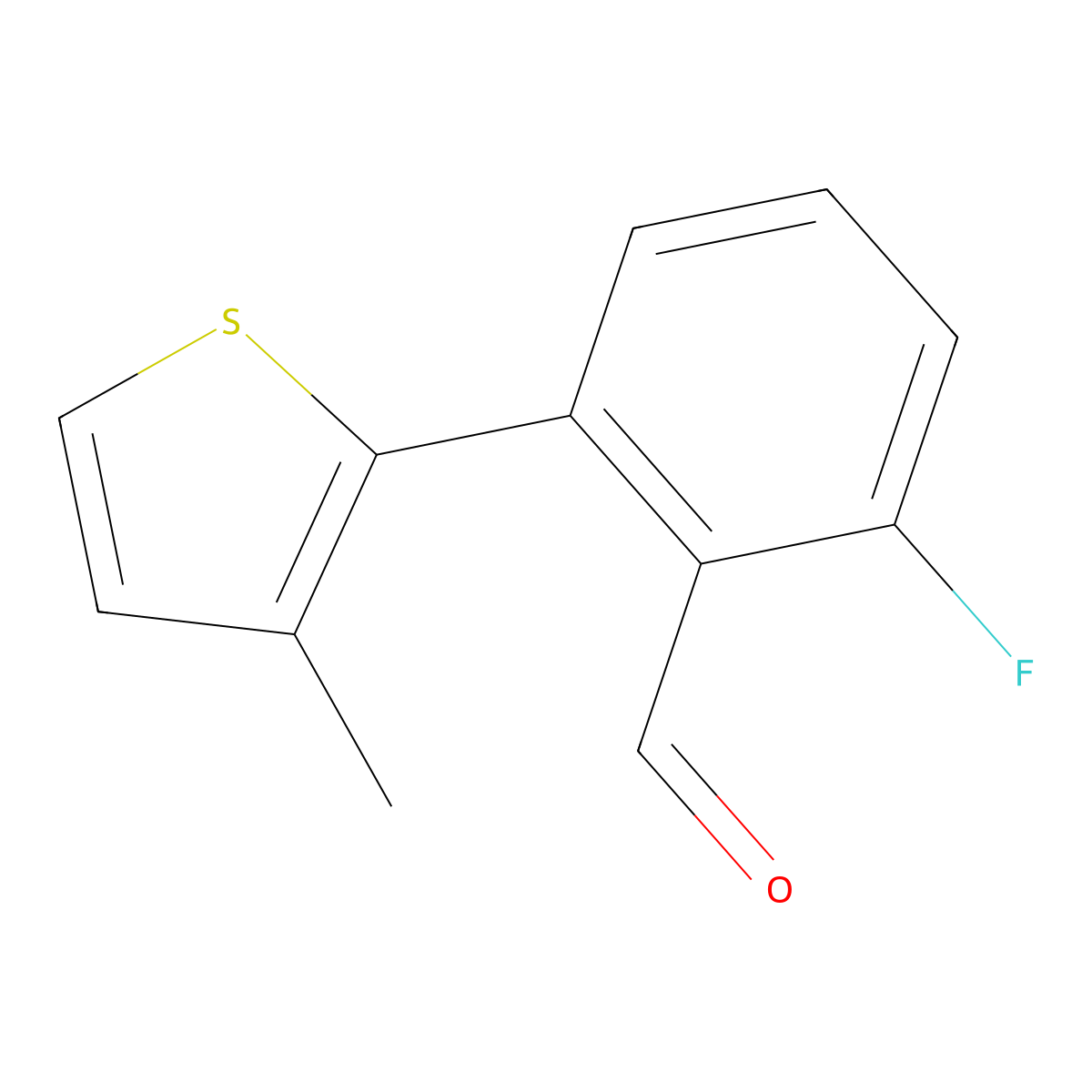 2-Fluoro-6-(3-methylthiophen-2-yl)benzaldehyde molecular structure, CAS 1936114-37-2