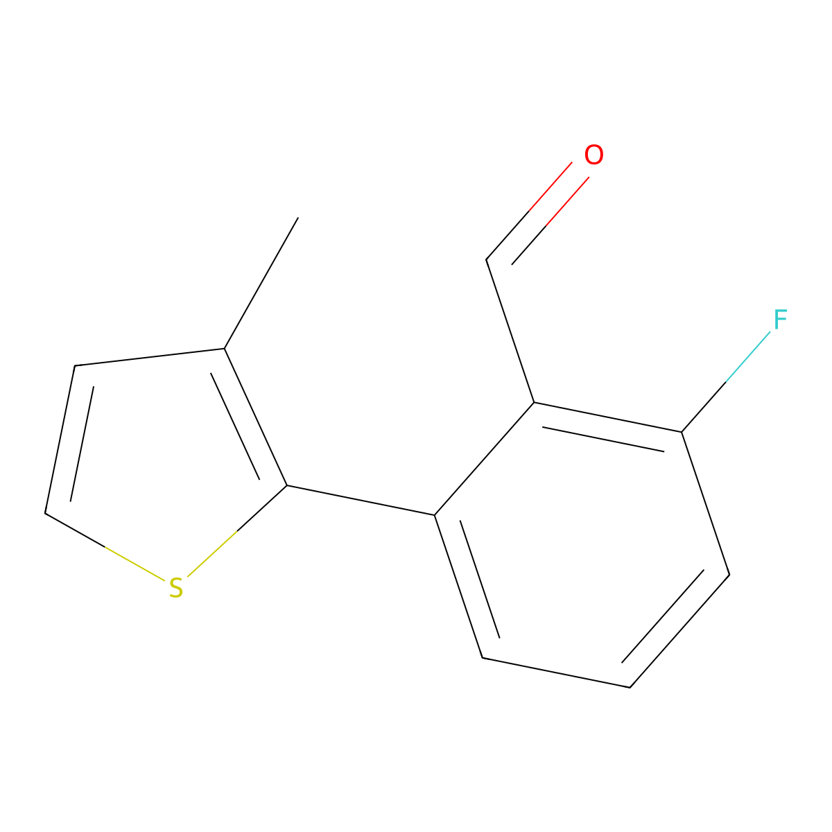 2-Fluoro-6-(3-methylthiophen-2-yl)benzaldehyde molecular structure, CAS 1936114-37-2
