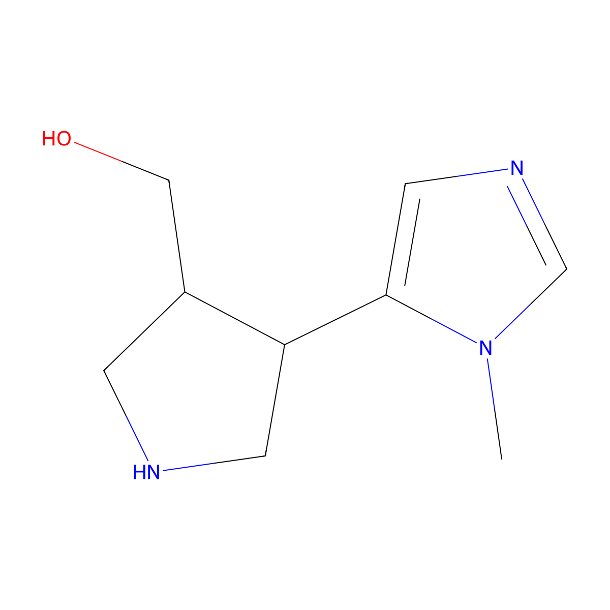 [4-(1-methyl-1H-imidazol-5-yl)pyrrolidin-3-yl]methanol molecular structure, CAS 1936119-61-7