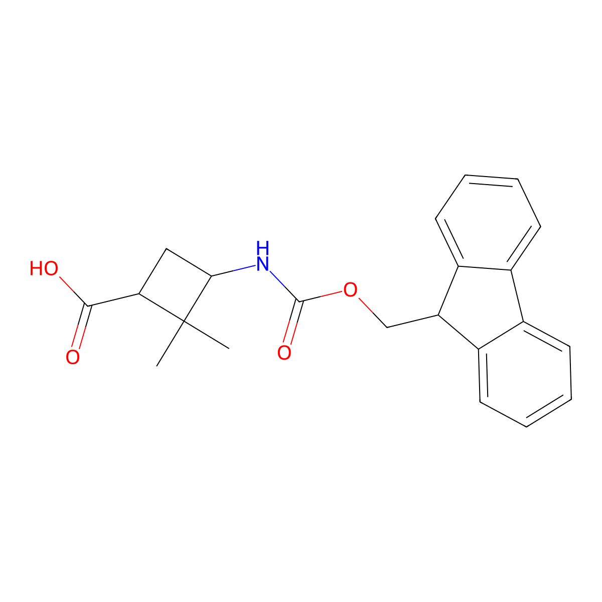 3-({[(9H-fluoren-9-yl)methoxy]carbonyl}amino)-2,2-dimethylcyclobutane-1-carboxylic acid molecular structure, CAS 1936121-52-6