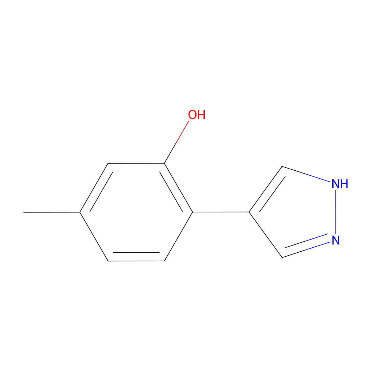 5-methyl-2-(1H-pyrazol-4-yl)phenol molecular structure, CAS 1936128-08-3