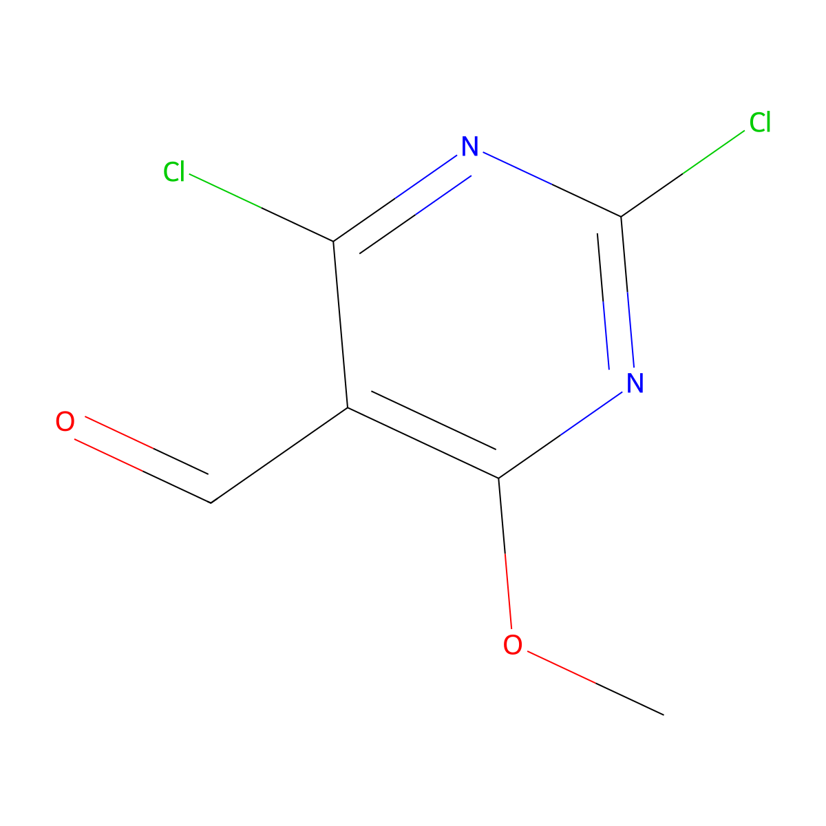 2,4-Dichloro-6-methoxypyrimidine-5-carbaldehyde molecular structure, CAS 1936128-80-1