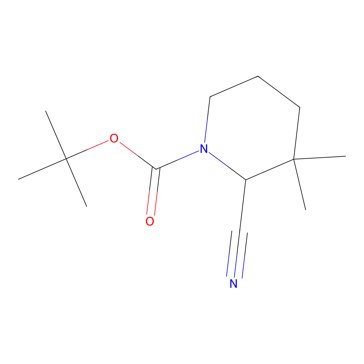 Tert-butyl 2-cyano-3,3-dimethylpiperidine-1-carboxylate molecular structure, CAS 1936129-14-4