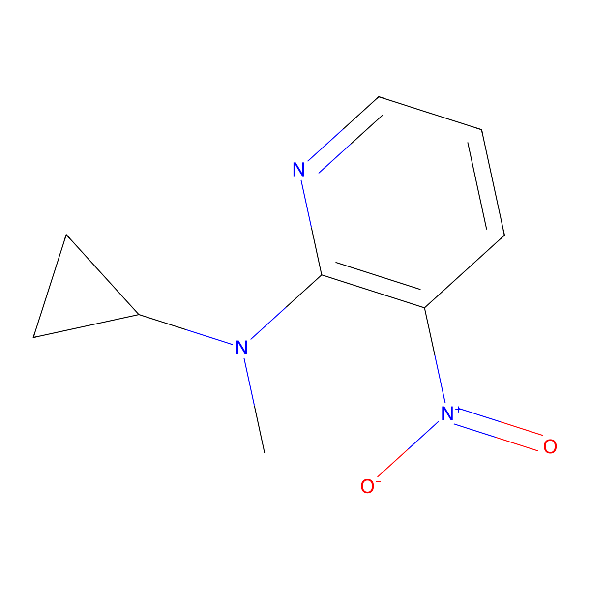 N-Cyclopropyl-N-methyl-3-nitropyridin-2-amine molecular structure, CAS 1936131-91-7