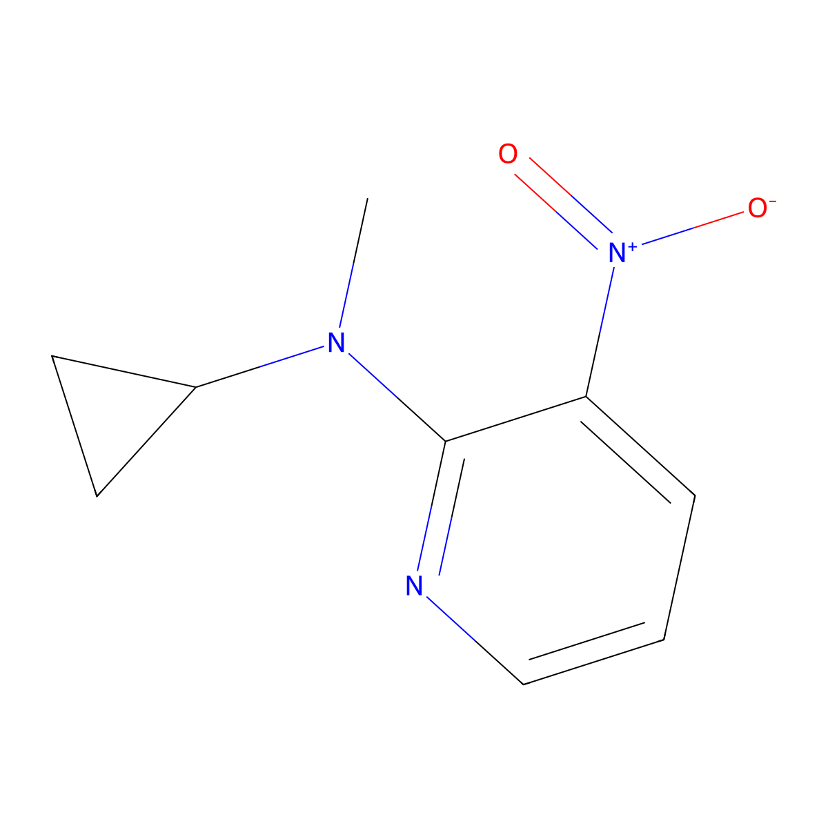 N-Cyclopropyl-N-methyl-3-nitropyridin-2-amine molecular structure, CAS 1936131-91-7