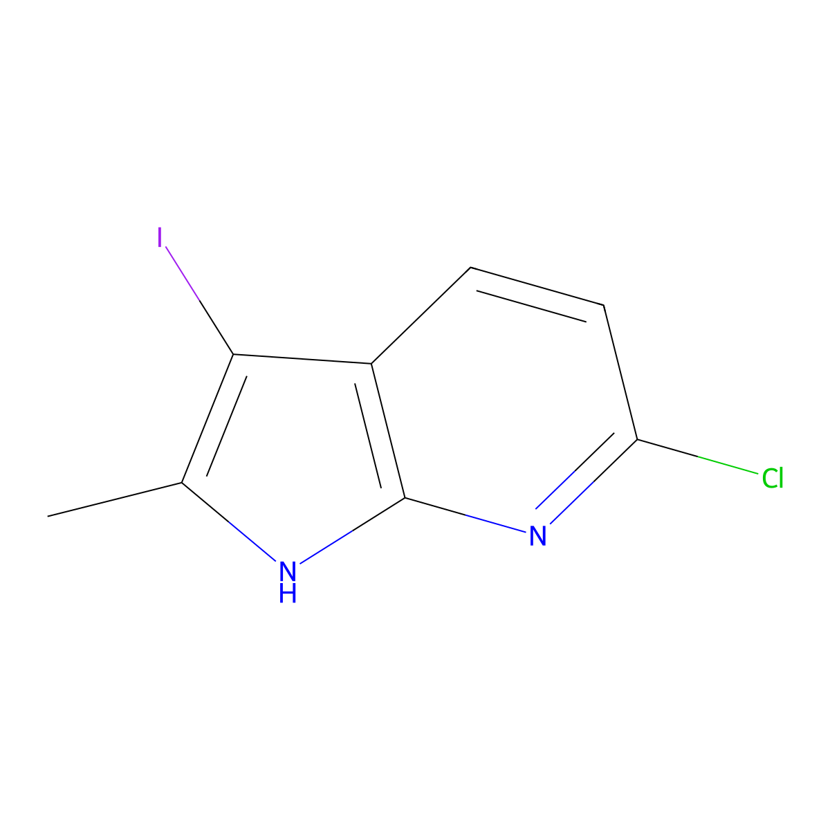 6-chloro-3-iodo-2-methyl-1H-pyrrolo[2,3-b]pyridine molecular structure, CAS 1936134-68-7