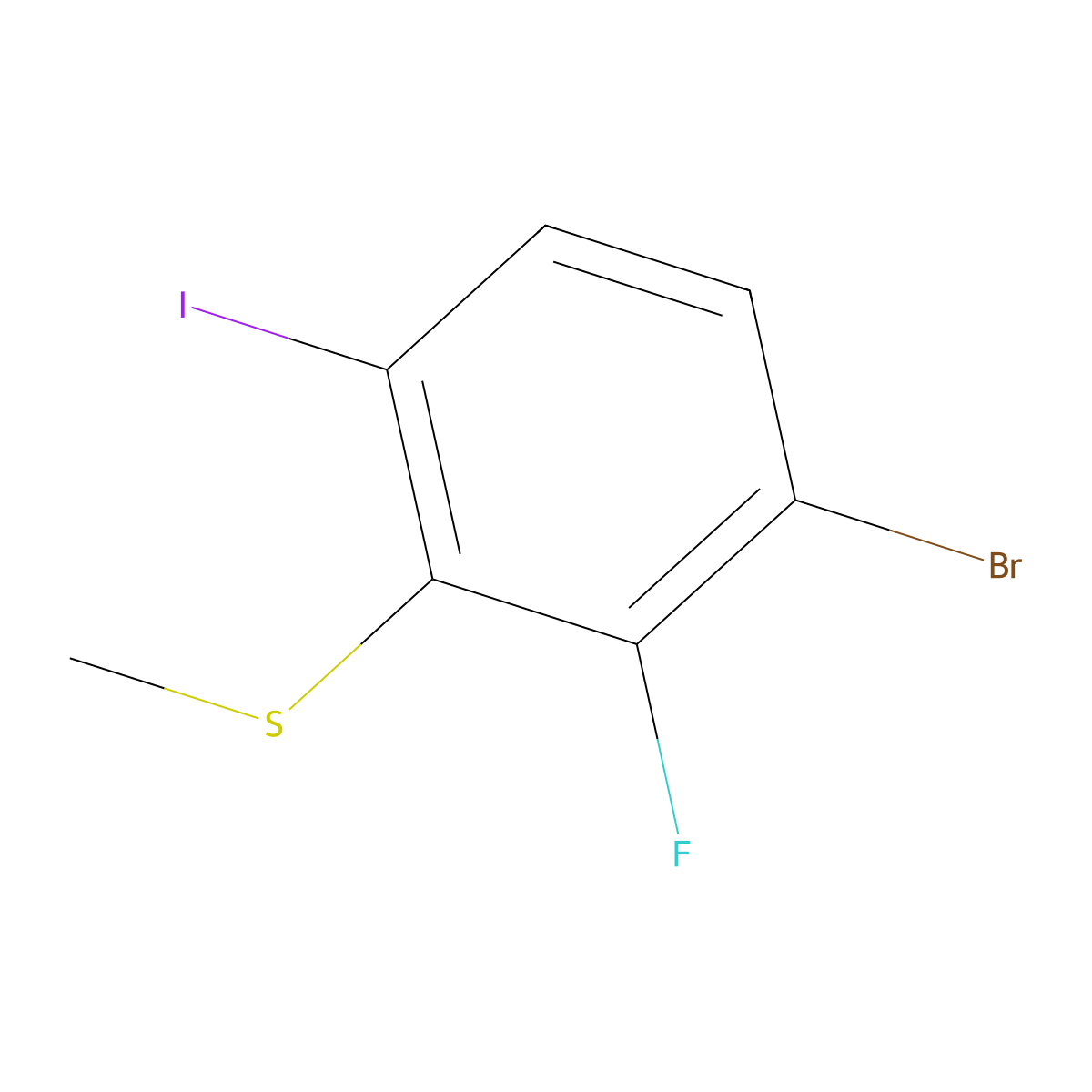 (3-Bromo-2-fluoro-6-iodophenyl)(methyl)sulfane molecular structure, CAS 1936135-89-5