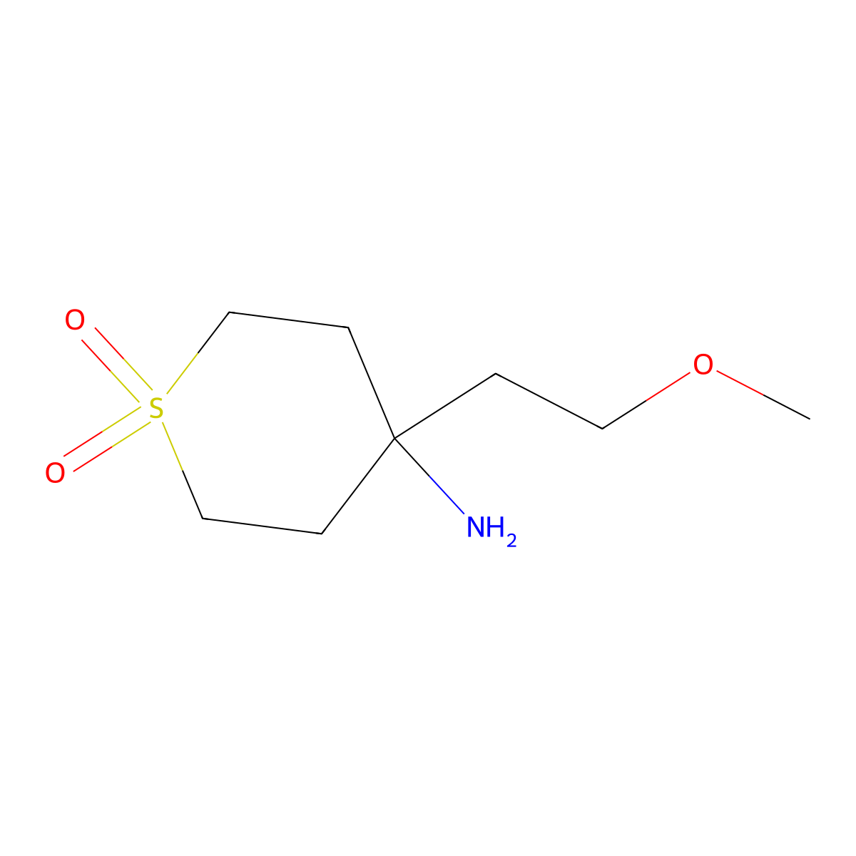 4-Amino-4-(2-methoxyethyl)-1lambda(6)-thiane-1,1-dione molecular structure, CAS 1936135-93-1