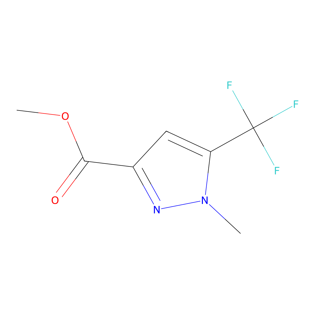 methyl 1-methyl-5-(trifluoromethyl)-1H-pyrazole-3-carboxylate molecular structure, CAS 1936136-56-9