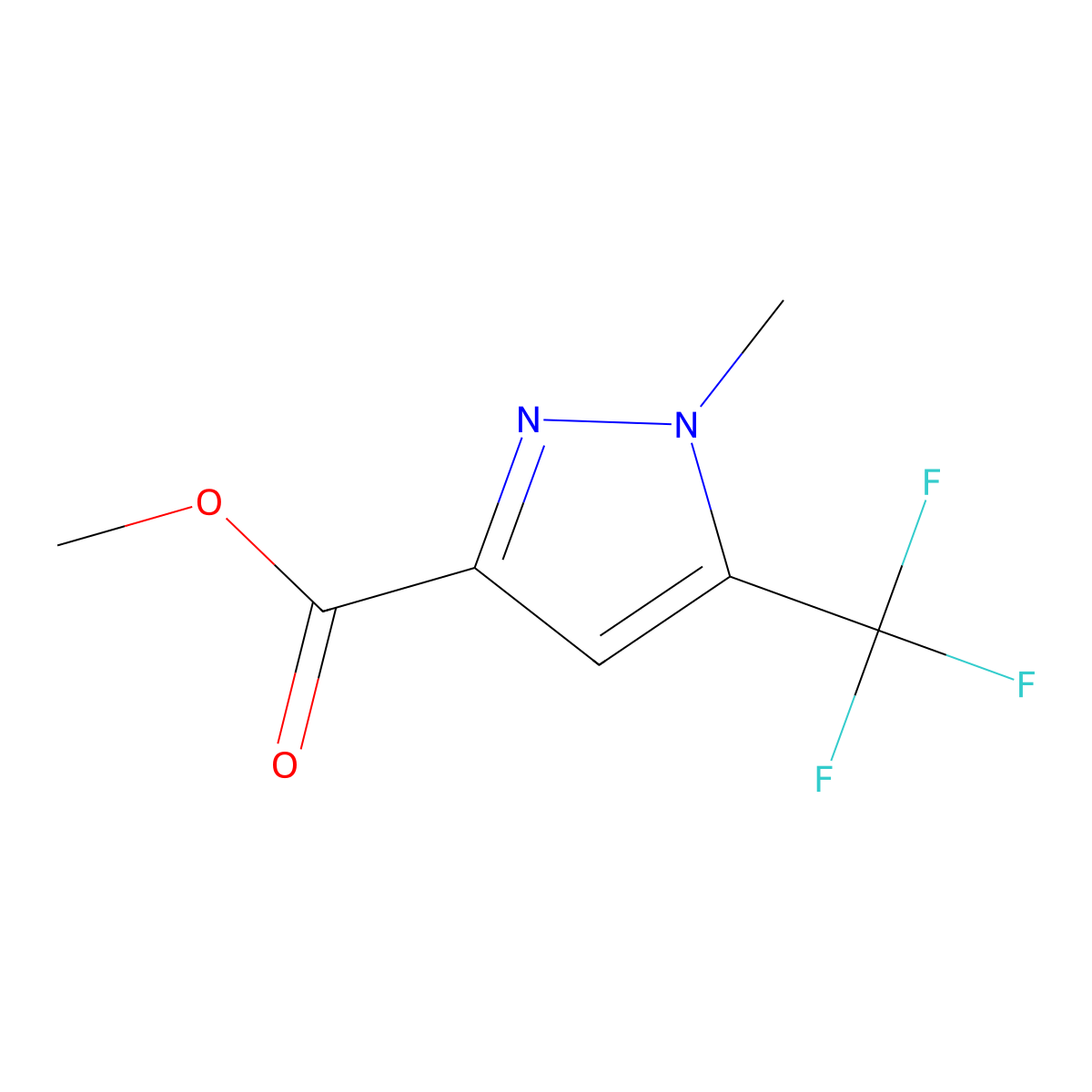 methyl 1-methyl-5-(trifluoromethyl)-1H-pyrazole-3-carboxylate molecular structure, CAS 1936136-56-9