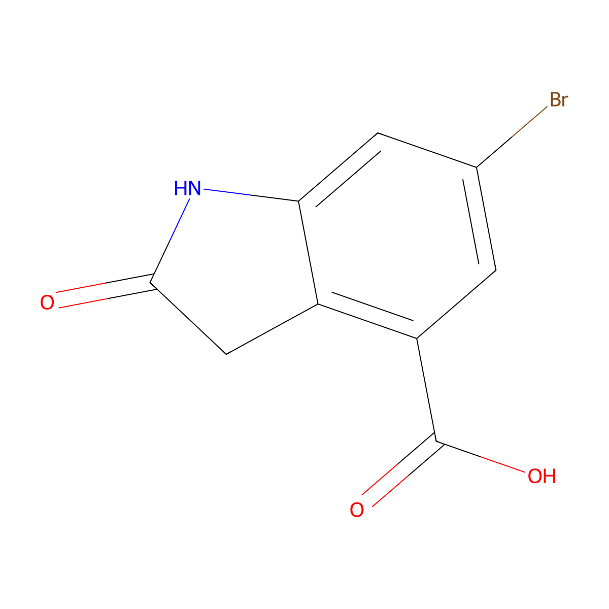 6-Bromo-2-oxo-2,3-dihydro-1H-indole-4-carboxylic acid molecular structure, CAS 1936145-10-6