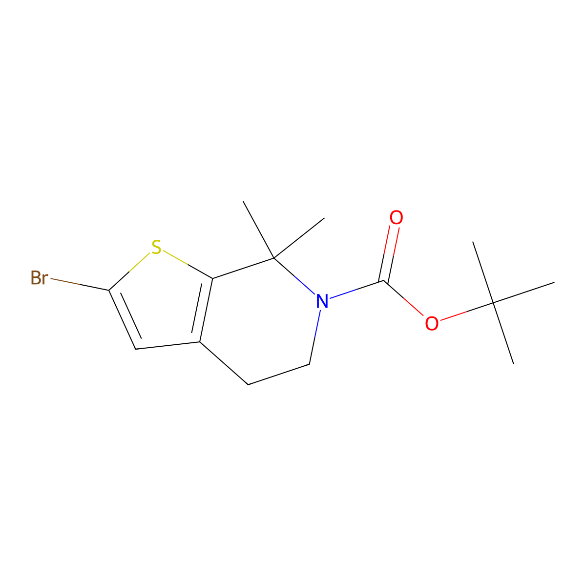 Tert-Butyl 2-Bromo-7,7-Dimethyl-4,5-Dihydrothieno[2,3-C]Pyridine-6(7H)-Carboxylate molecular structure, CAS 1936149-13-1